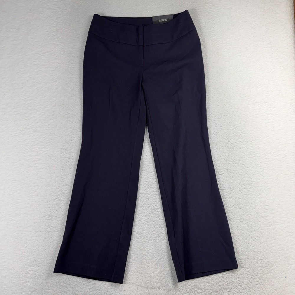 APT 9 Pants Womens Petite 6P (29.5x28) Navy Curvy Trouser Relaxed Leg Dress Work